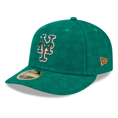 Casquette ajustée 59FIFTY à profil bas New Era pour homme, motif York Mets, vert Kelly, Saint-Patrick