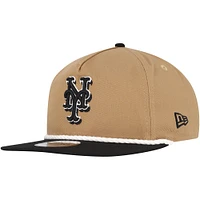 Men's New Era Khaki/Black New York Mets Golfer Snapback Hat