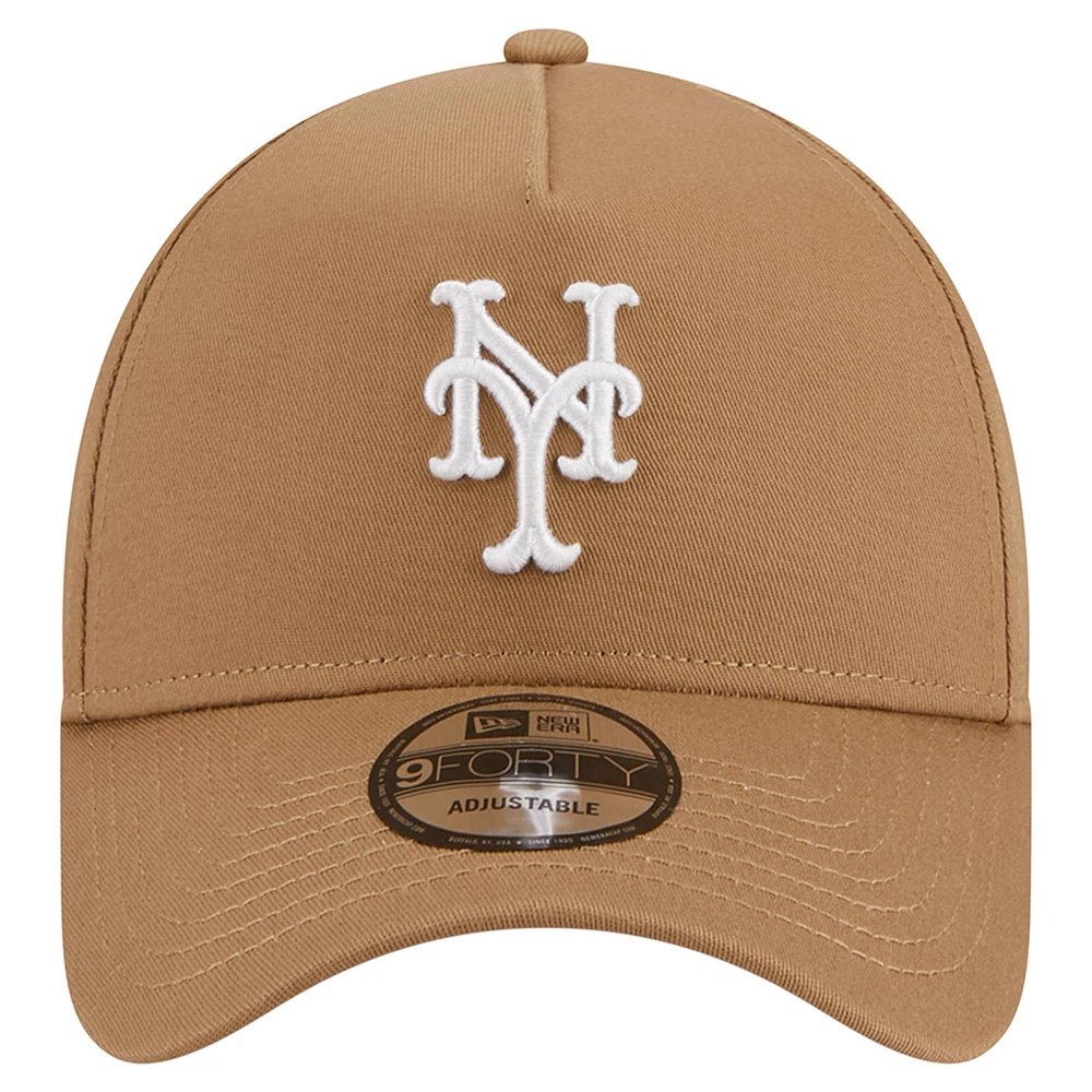 Men's New Era Khaki New York Mets A-Frame 9FORTY Adjustable Hat