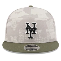 Casquette New Era 9FIFTY Snapback beige clair/olive pour homme, motif Armed Forces Day 2025, New York Mets