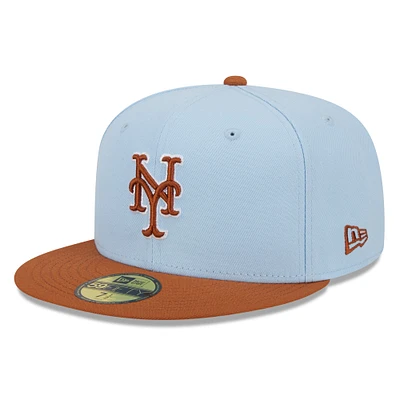 Men's New Era Light Blue/Brown York Mets Spring Color Basic Two-Tone 59FIFTY Fitted Hat