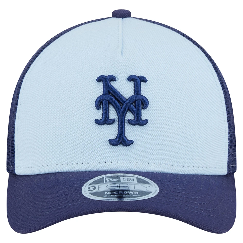 Casquette camionneur ajustable New Era 9FORTY bleu clair/bleu marine pour homme