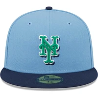 Casquette ajustée 59FIFTY pour homme avec sous-visière verte New York Mets Era bleu clair/bleu marine