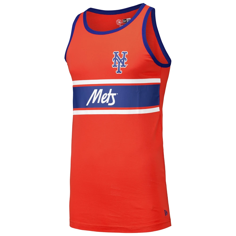 Men's New Era Orange York Mets Jersey Ringer Tank Top