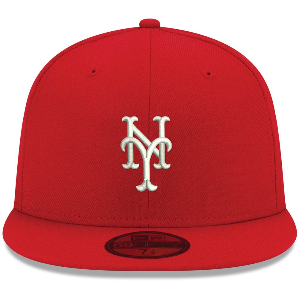 Men's New Era Red York Mets White Logo 59FIFTY Fitted Hat