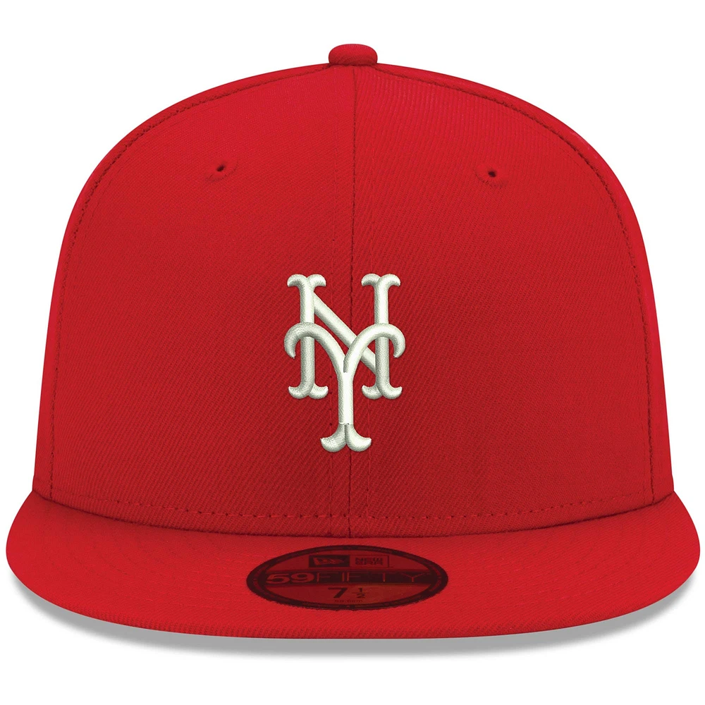 Men's New Era Red York Mets White Logo 59FIFTY Fitted Hat