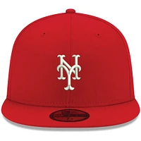 Men's New Era Red York Mets White Logo 59FIFTY Fitted Hat