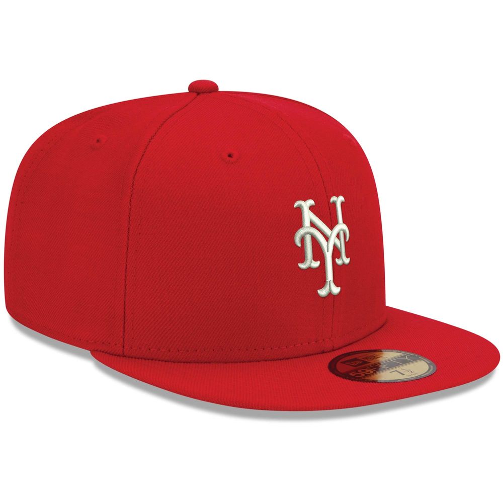 Men's New Era Red York Mets White Logo 59FIFTY Fitted Hat