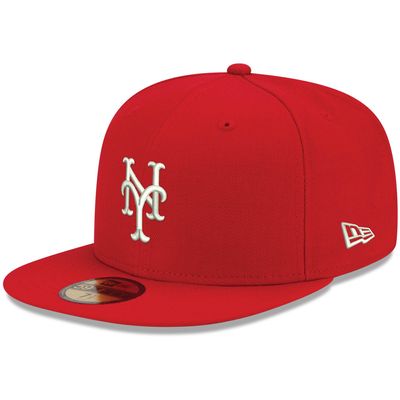 Men's New Era Red York Mets White Logo 59FIFTY Fitted Hat