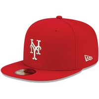 Men's New Era Red York Mets White Logo 59FIFTY Fitted Hat
