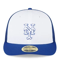 Casquette ajustée 59FIFTY pour entraînement au bâton sur le terrain des New York Mets 2023 de Era, bleu roi/blanc