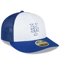 Casquette ajustée 59FIFTY pour entraînement au bâton sur le terrain des New York Mets 2023 de Era, bleu roi/blanc