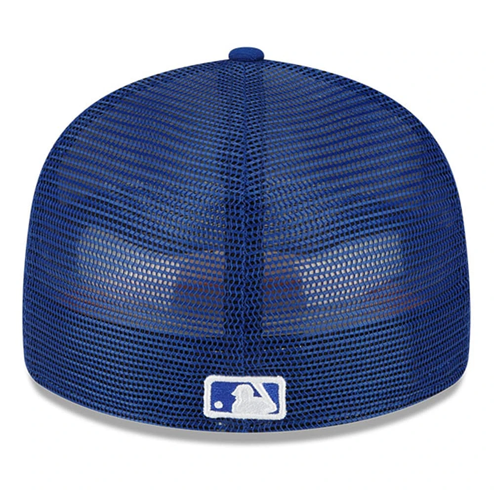 Casquette ajustée 59FIFTY pour entraînement au bâton sur le terrain des New York Mets 2023 de Era, bleu roi/blanc