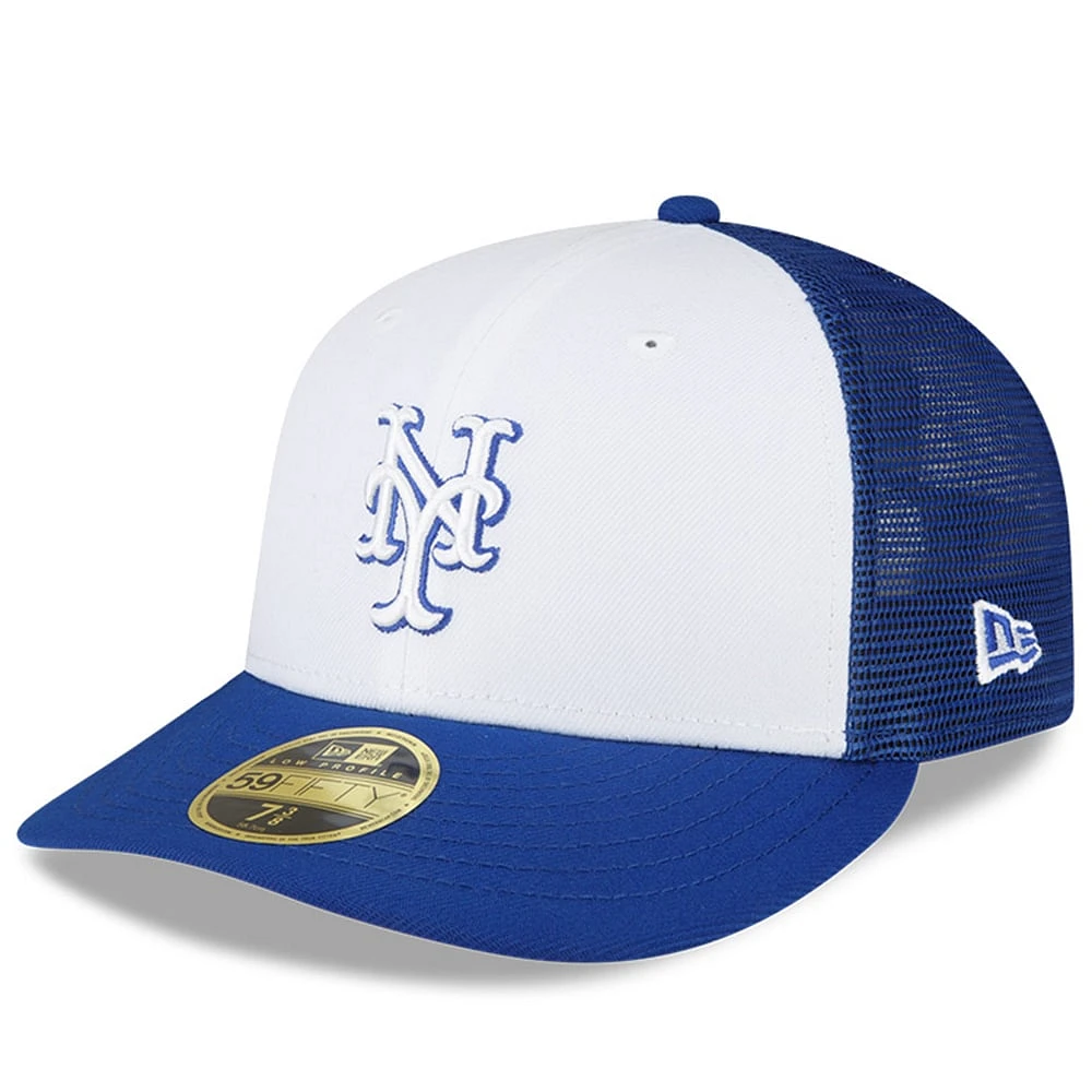 Casquette ajustée 59FIFTY pour entraînement au bâton sur le terrain des New York Mets 2023 de Era, bleu roi/blanc