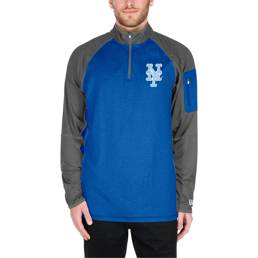 Men's New Era Royal York Mets Father's Day Raglan Quarter-Zip Top