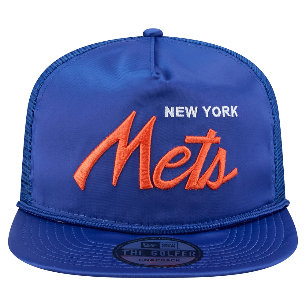 Men's New Era Royal New York Mets Retro Satin Script Golfer Adjustable Hat