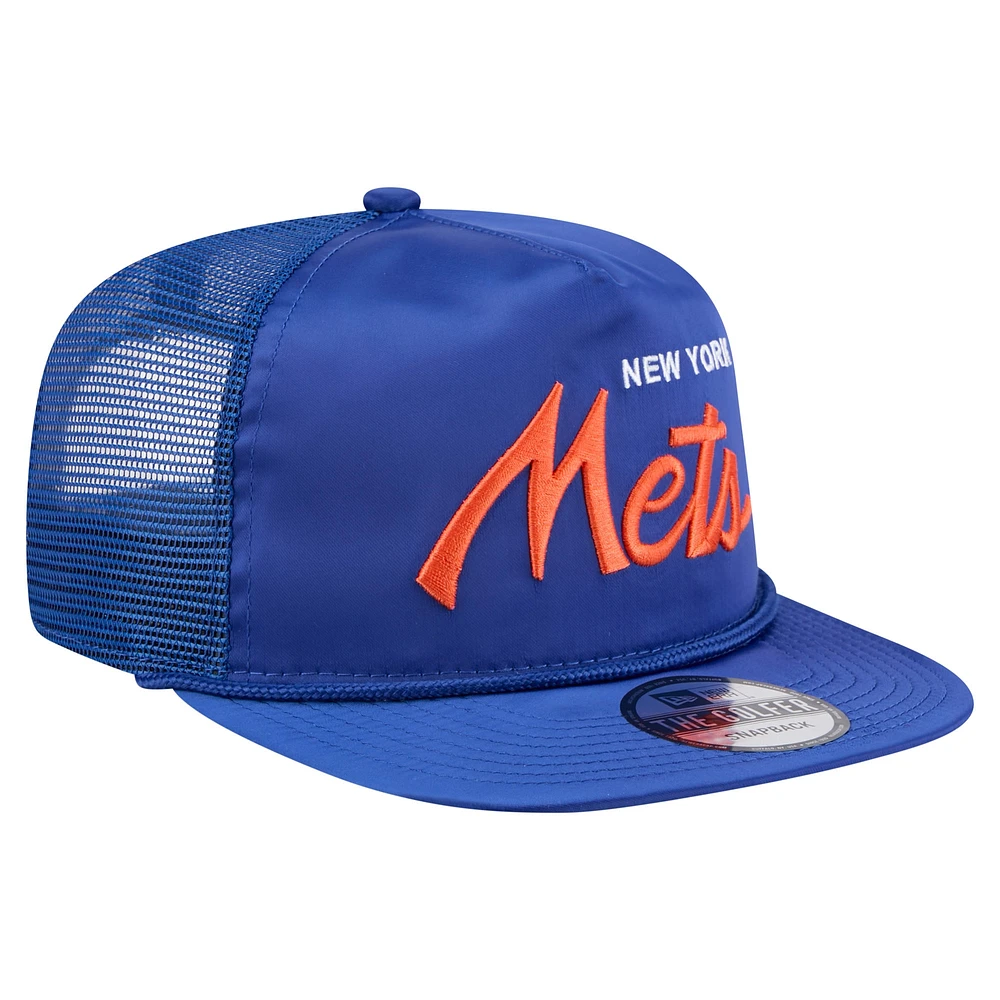 Men's New Era Royal New York Mets Retro Satin Script Golfer Adjustable Hat