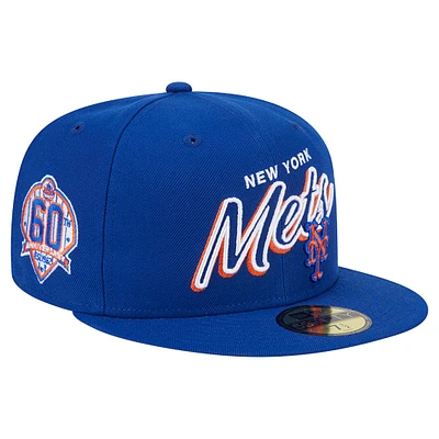 Casquette ajustée New Era Royal York Mets Script Sided 59FIFTY pour homme