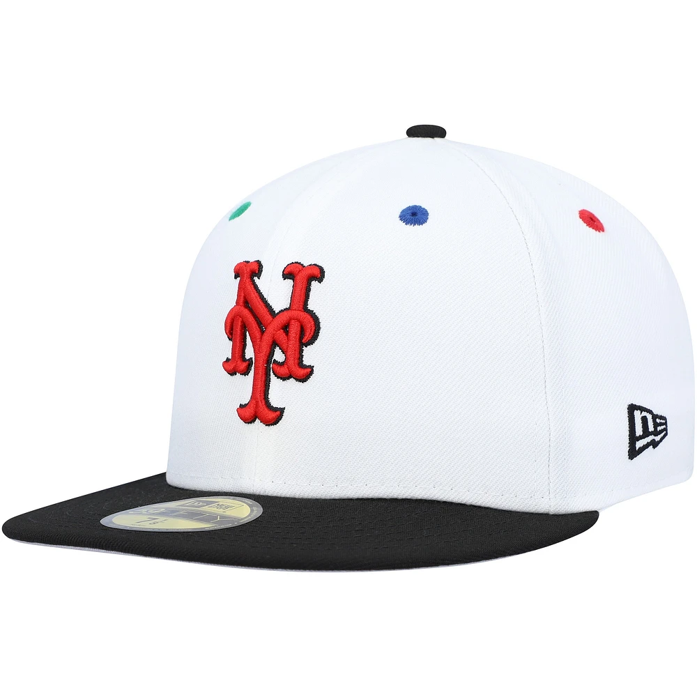 Men's New Era White/Black York Mets 1969 World Series Primary Eye 59FIFTY Fitted Hat