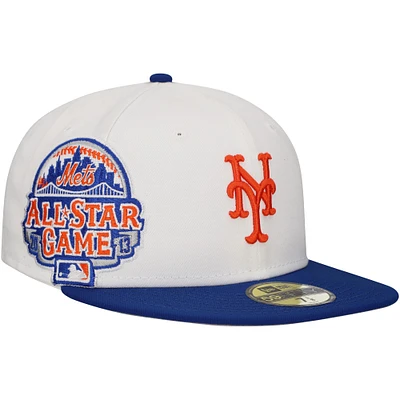 Men's New Era White/Royal York Mets Major Sidepatch 59FIFTY Fitted Hat