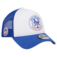 Men's New Era White/Royal New York Mets Spring Training Circle Foam A-Frame 9FORTY Trucker Adjustable Hat