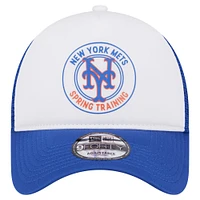 Men's New Era White/Royal New York Mets Spring Training Circle Foam A-Frame 9FORTY Trucker Adjustable Hat