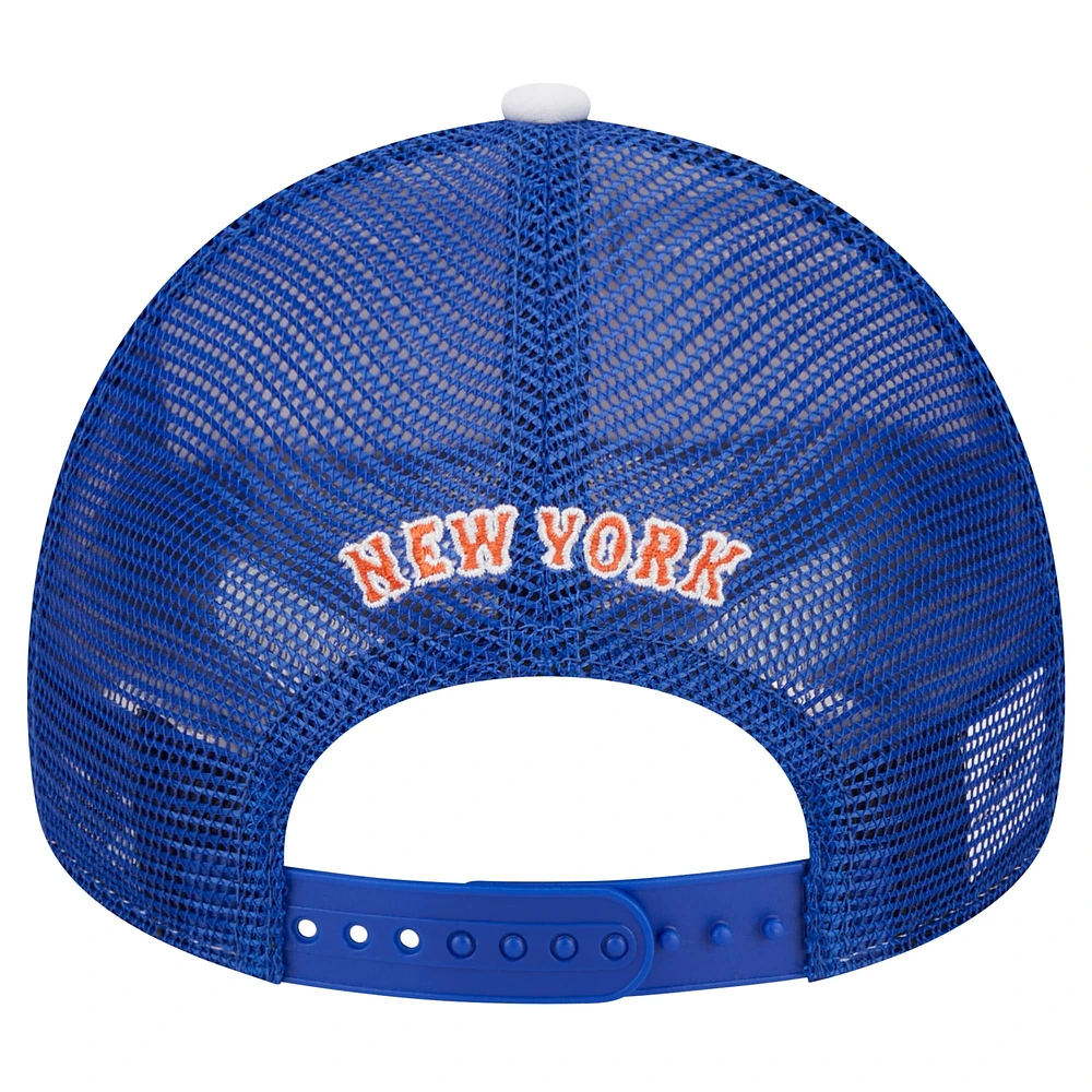 Men's New Era White/Royal New York Mets Spring Training Circle Foam A-Frame 9FORTY Trucker Adjustable Hat