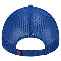 Men's New Era  White New York Mets Distressed 9FORTY A-Frame Adjustable Trucker Hat