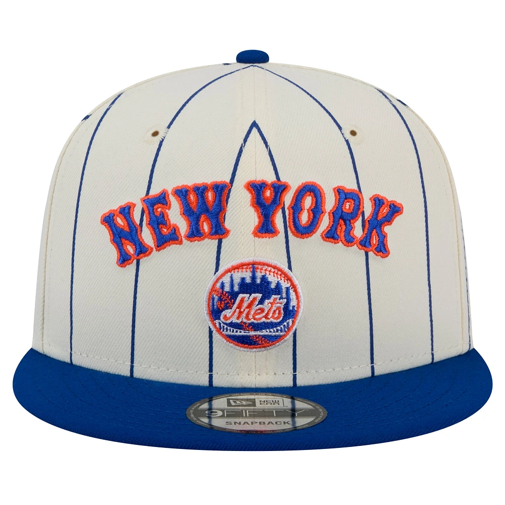 Men's New Era White New York Mets Jersey Pinstripe 9FIFTY Snapback Hat