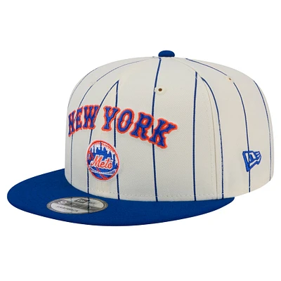 Casquette Snapback à rayures blanches New Era New York Mets Jersey 9FIFTY pour homme