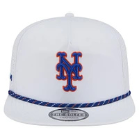 Casquette de golf perforée New Era blanche à visière snapback des New York Mets pour homme