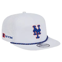 Casquette de golf perforée New Era blanche à visière snapback des New York Mets pour homme