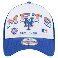 Men's New Era White New York Mets Retro Wordmark 9FORTY A-Frame Trucker Adjustable Hat