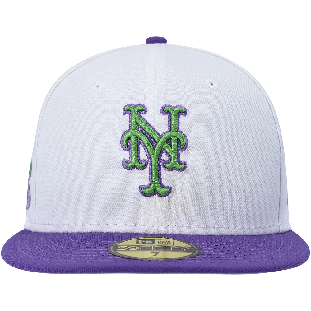 Men's New Era White York Mets  Side Patch 59FIFTY Fitted Hat