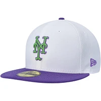 Men's New Era White York Mets  Side Patch 59FIFTY Fitted Hat