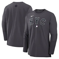 Men's Nike  Anthracite New York Mets Authentic Collection City Connect Lightweight Player Tri-Blend Performance Long Sleeve T-Shirt