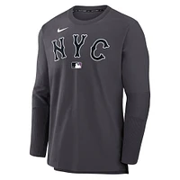 Men's Nike  Anthracite New York Mets Authentic Collection City Connect Lightweight Player Tri-Blend Performance Long Sleeve T-Shirt
