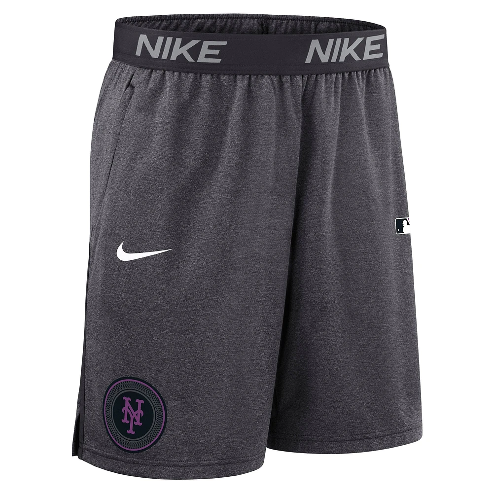 Men's Nike  Anthracite New York Mets Authentic Collection City Connect Performance Knit Shorts