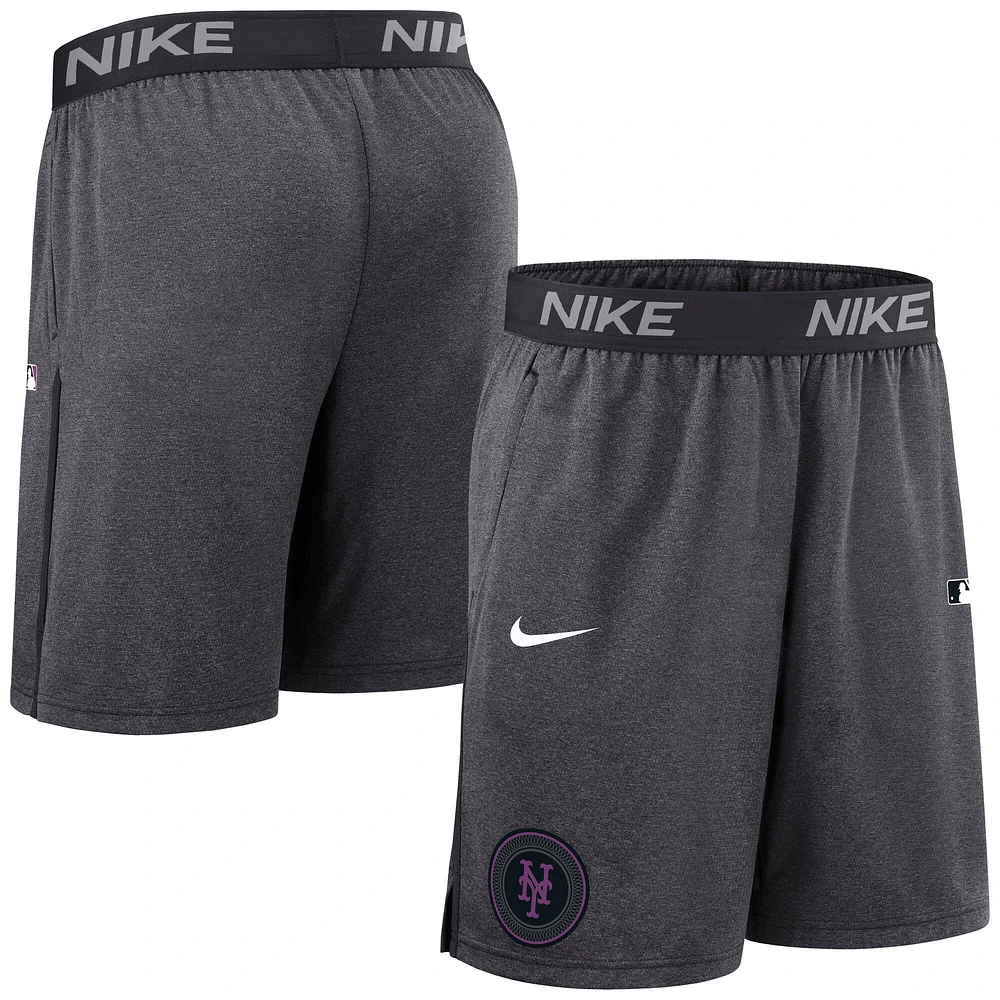 Men's Nike Anthracite New York Mets Authentic Collection City Connect Performance Knit Shorts