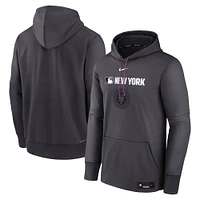 Men's Nike  Anthracite New York Mets Authentic Collection City Connect Therma Pullover Hoodie
