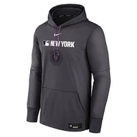 Men's Nike  Anthracite New York Mets Authentic Collection City Connect Therma Pullover Hoodie