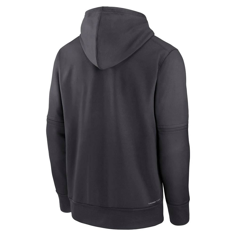 Men's Nike  Anthracite New York Mets Authentic Collection City Connect Therma Pullover Hoodie