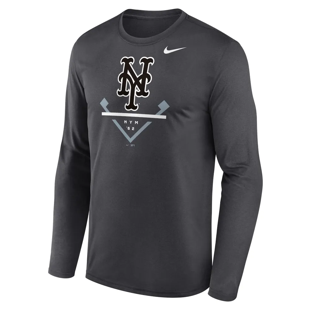 T-shirt à manches longues Icon Legend Performance des New York Mets de Nike pour homme, anthracite