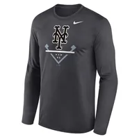 T-shirt à manches longues Icon Legend Performance Nike Mets de New York pour homme - Anthracite