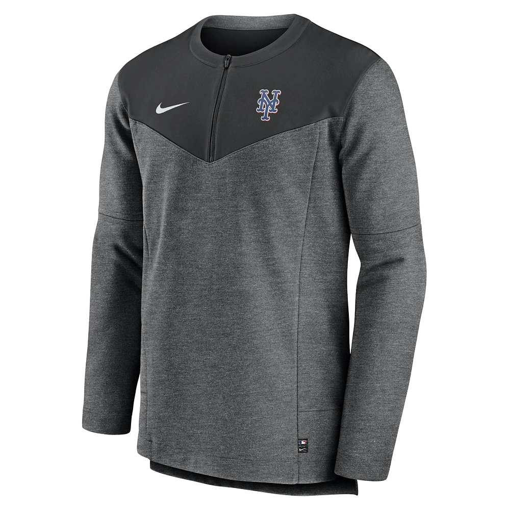 Men's Nike Black New York Mets Authentic Collection Game Time Performance Half-Zip Top