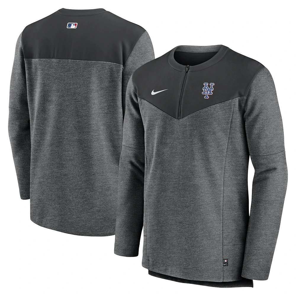 Haut à demi-glissière Game Time Performance des New York Mets Authentic Collection pour homme de Nike, noir