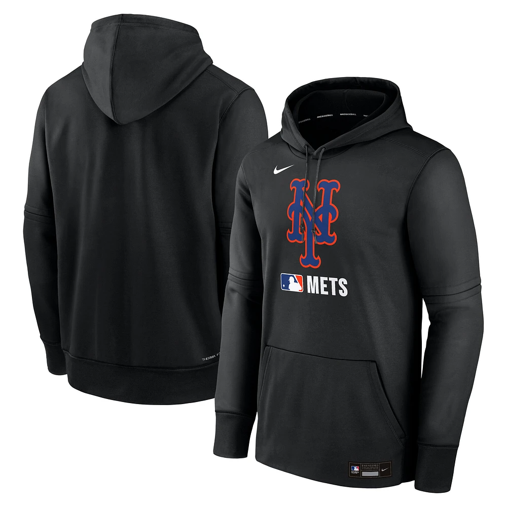Men's Nike Black New York Mets Authentic Collection Performance Pullover Hoodie