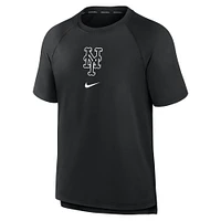 T-shirt de performance raglan d'avant-match Nike noir pour homme la collection Authentic New York Mets