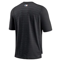 T-shirt à col en V raglan de performance d'avant-match Nike pour homme, collection authentique des New York Mets, noir