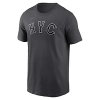 T-shirt Nike Brandon Nimmo pour homme, charbon de bois, avec nom et numéro City Connect Fuse des Mets New York